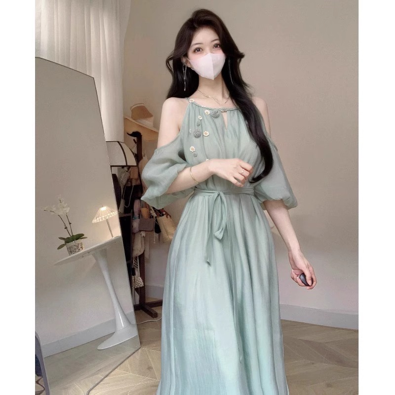 GROVE FOREVER Summer dress, long skirt, lifting effect, with short sleeve GROVE FOREVER Summer dress, long skirt, lifting effect, with short sleeve
