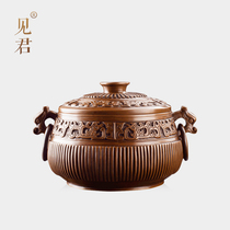 Custom * See Jun pure copper bird phoenix pattern single person hot pot Couple pot Hotel club tableware custom copper hot pot