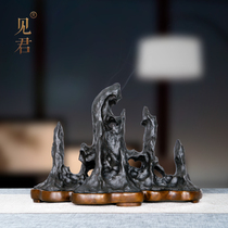 See Jun pure copper Rice Fu Yanshan Ming reclining incense burner Pure copper household wire incense burner Office Chinese aroma stove ornaments