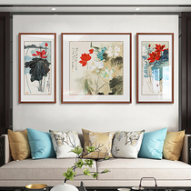 Zhang Daqian Ho Flowers New Chinese Living Room Decoration Painting Triplex Sofa Background Wall Conference Tea Room Bookroom Hanging Painting Lotus