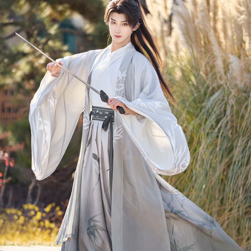 Original Bamboo Forest Crane Dance Hanfu, Unisex, Wei and Jin Dynasty Style, Improved Ancient Costume, Chinese Style, Waist-Length, Cool and Versatile for Everyday Wear