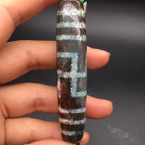 Natural Tibetan authentic product left over from Xiangxiong Tianxiang stone nine-ying shale full of cinnabar ten thousand word dzi bead pendant pendant