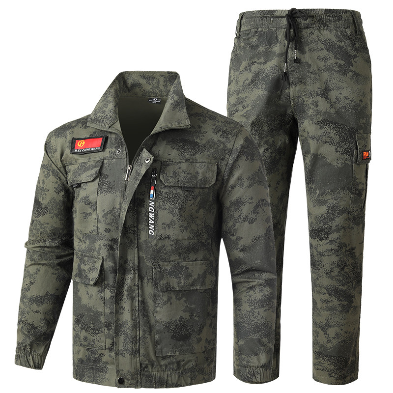 Welder camouflage suit male spring and autumn pure cotton elastic work clotheAnti-hot wear and comfortable add-on welder labor insurance