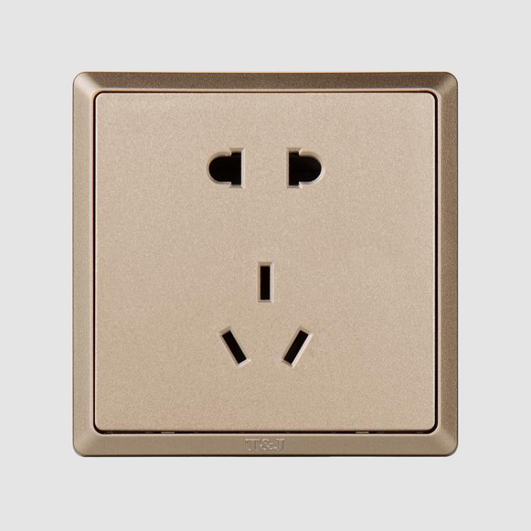 Shenzhen space-based minimalist series 86 Type 10A Two-three-pole socket Five-hole wall power plug-in panel Colie gold color-Taobao