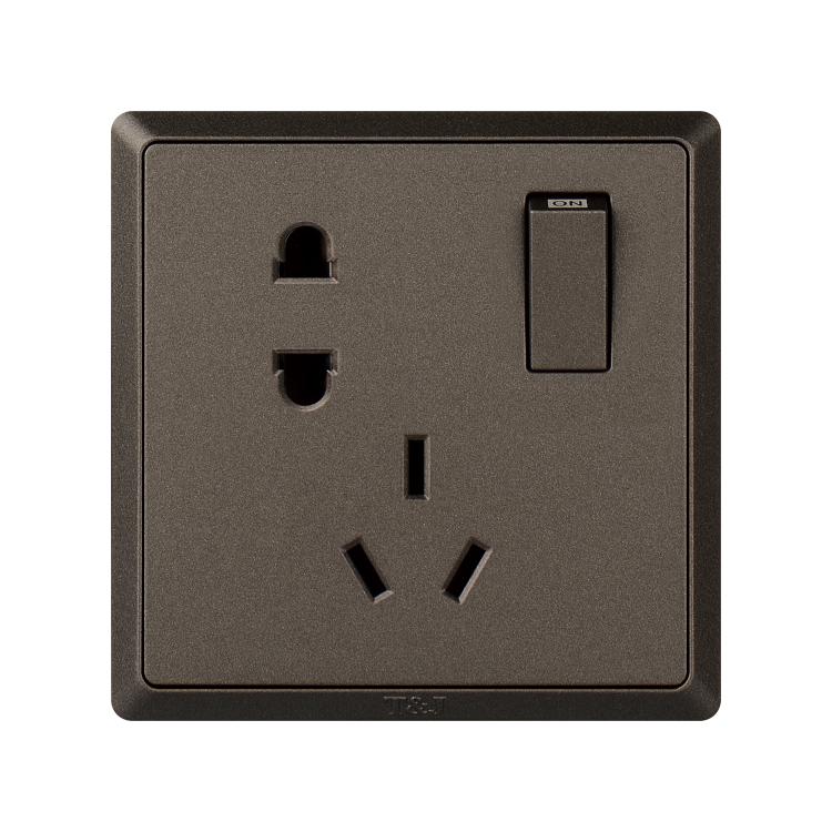 Space-based minimalist Series switch socket 86 Type 10A Five-hole socket with double control switch panel matte black-Taobao