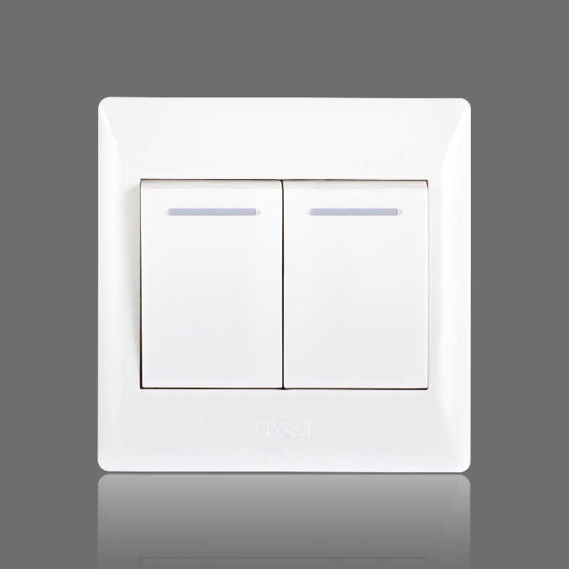 Tianji switch socket panel Yueting series 86 type two-position double-cut switch elegant white HB272-2
