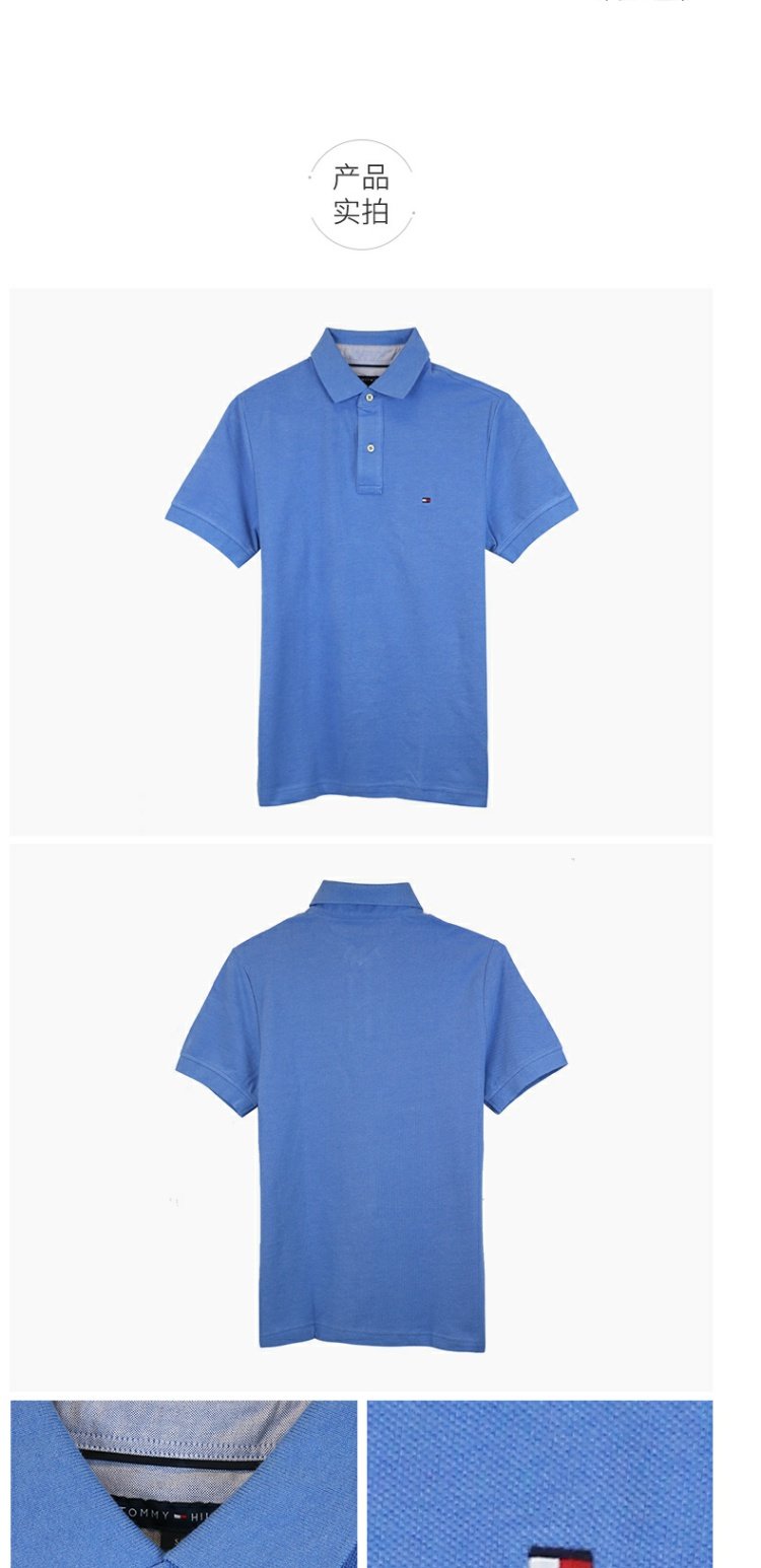 Tommy Tommy cotton mới màu rắn cổ điển logo tiêu chuẩn áo sơ mi ngắn tay ve áo giản dị áo polo tay dài