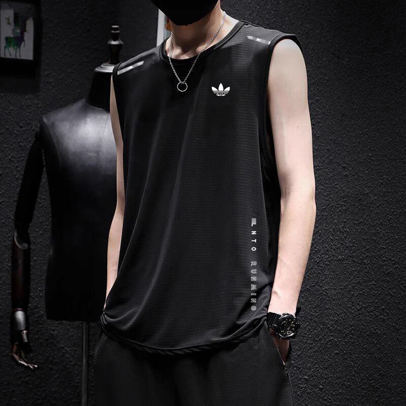 Outlet Discount Ice Silk Quick-Dry Sleeveless Vest Men's Fitness Running Breathable Youth T-Shirt Trendy
