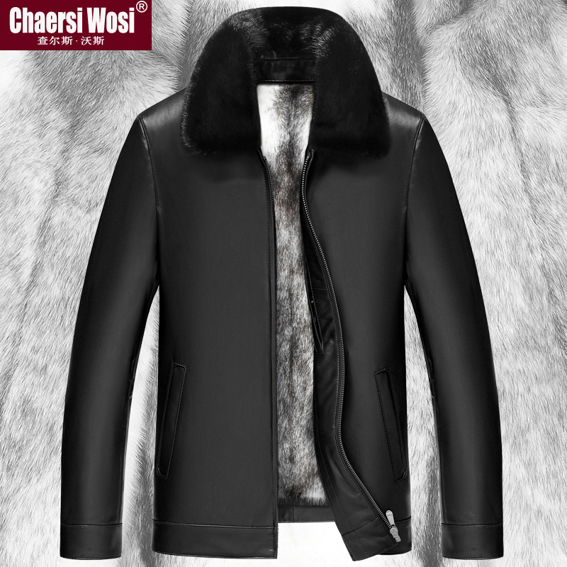 Ferret liner Water mink fur coat for men Henning genuine leather clothing Sheep leather grass jacket fur integrated jacket