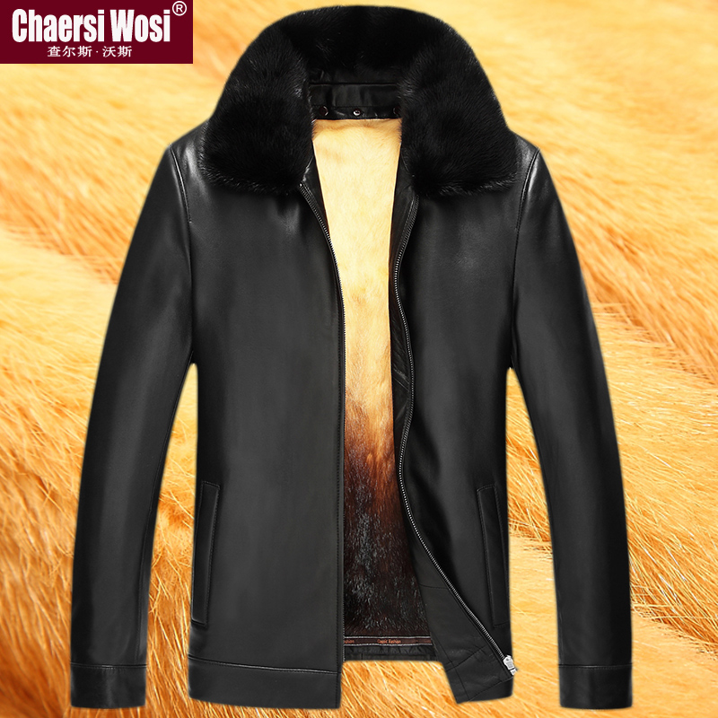 Henning genuine leather leather clothes men's turned sheep leather jacket leather to overcome gold mink fur coat ferret fur coat man