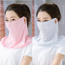Spring and summer sun mask female driving riding anti-ultraviolet neck breathable male thin sunshade veil full face mask