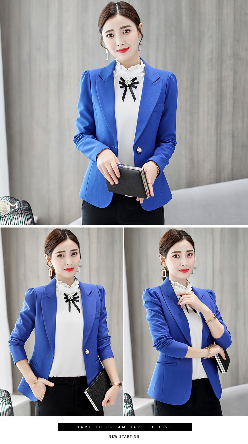 黛 2018 Phiên bản Hàn Quốc mùa thu đông mới thời trang mới là bộ đồ mỏng manh hoang dã giản dị tay dài màu rắn hợp mốt vest nữ công sở