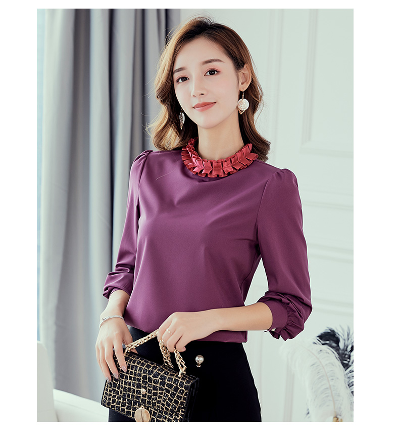 黛 2018 thu đông 2018 mới của phụ nữ Hàn Quốc size lớn là áo sơ mi mỏng màu trơn thời trang áo voan mỏng áo măng tô nữ