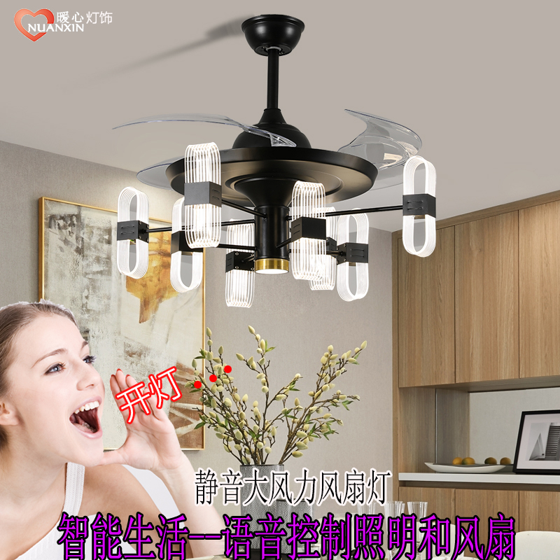 Sky Cat Elf Invisible Ceiling Fan Light LED Electric Fan Eurostyle Living Room Suction Top Big Wind Silent Home Bedroom Chandelia