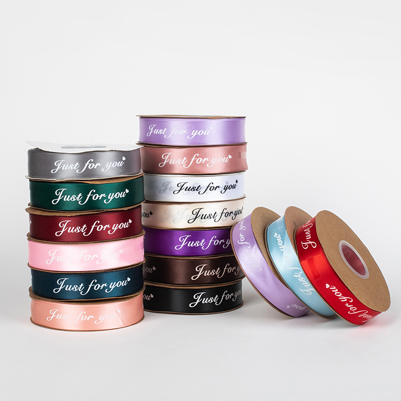 English letter ribbon colored with flowers art gift box packaging decorated with baking cake packing satin ribbon webbing