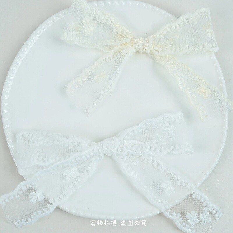 Sweet Princess-Style Bow Lace Trim Hollow Cotton Embroidery Accessories Exquisite Sewing DIY Handmade Supplies
