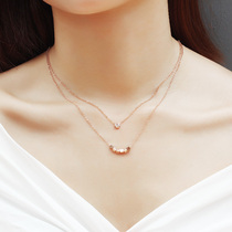 Color gold multi-layer rose gold double-layer necklace female clavicle chain tide net red temperament ins cold wind titanium steel does not fade