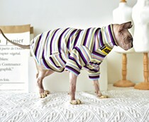 Good-looking ~ high collar elastic classic stripes base shirt Sphenx hairless cat clothes East short