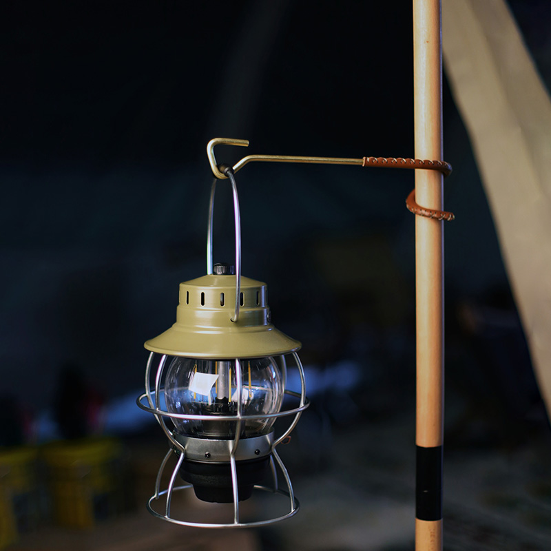 Outdoor Camping Equipment Multifunction Brass Leather Art Camping Light Hooks Sky Curtain Rod Lamp Hooks Tent Rod Hooks