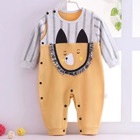 Phòng sơ sinh máy lạnh cho bé Quần áo Xiêm 0-3 tháng cho bé mùa xuân và mùa hè cotton dài tay mũ hoạt hình leo núi cao trào - Áo liền quần quần áo sành điệu cho be gái