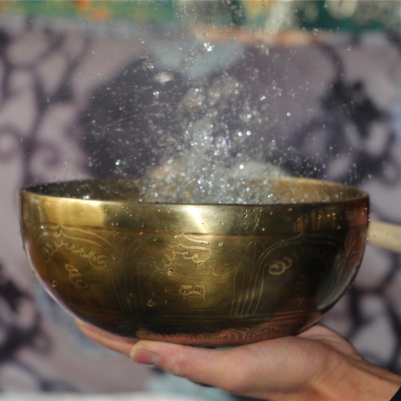 Nepal Handmade Pure Copper Buddha Sound Bowl Hairtone Therapy Tribute Bowl Tibet Somalbowl Yoga bowl Yoga bowl Decorative Pendulum decorated with bronze chime