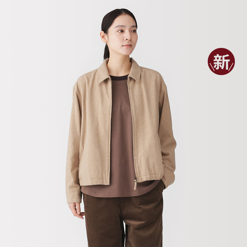 Muji Women's Flannel Shirt-Style Zipper Jacket Women's Outerwear 26Th Autumn New Product