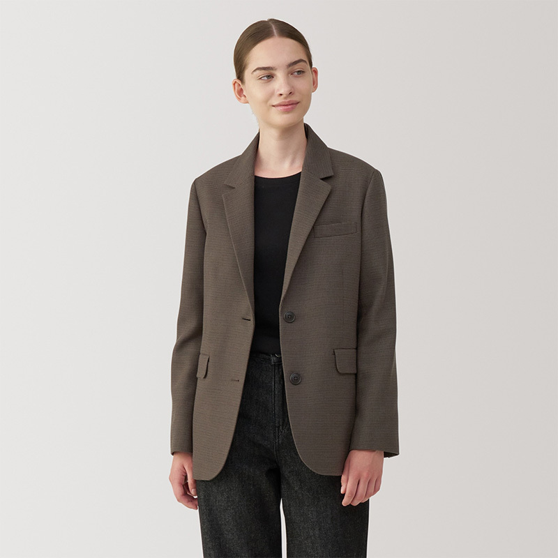 Muji Women's Fleece-Lined Blazer Jacket Winter Casual Small Suit Jacket for Women