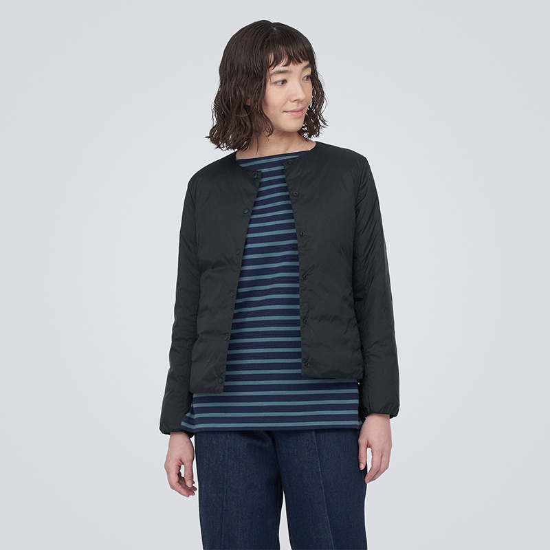 Muji Women's Lightweight down Jacket, Collarless, Portable, Women's Clothing, Lightweight
