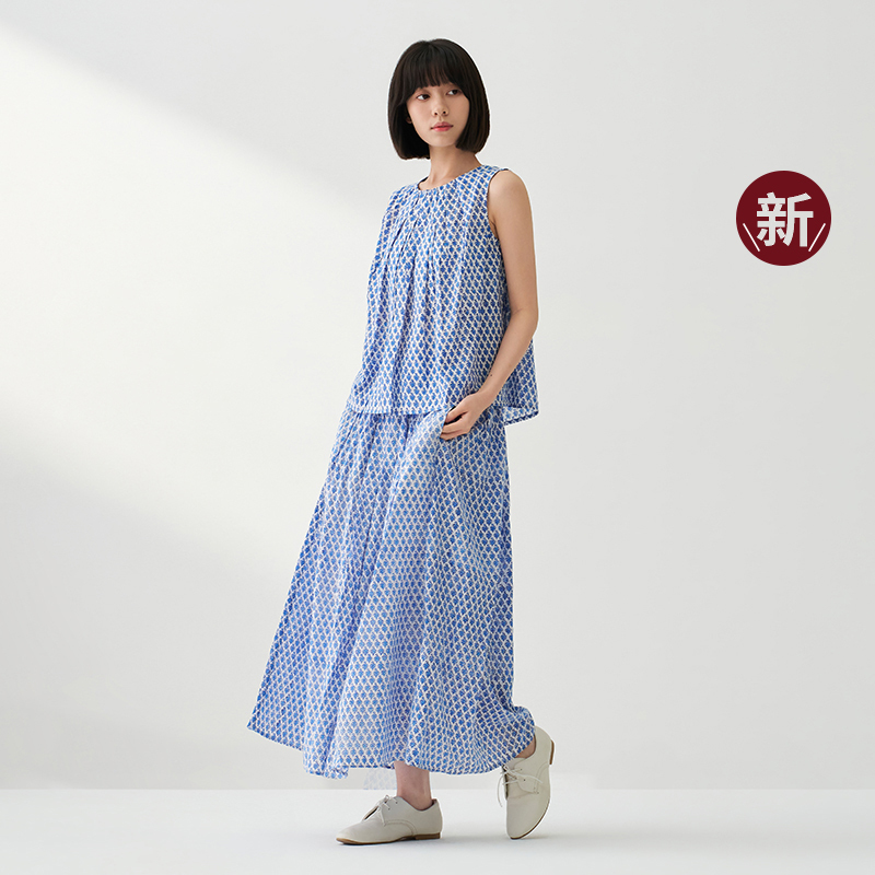 Muji Women's Block Print Sleeveless Blouse Vest T-Shirt Top Women's Summer New Arrival Muji Women's Block Print Sleeveless Blouse Vest T-Shirt Top Women's Summer New Arrival