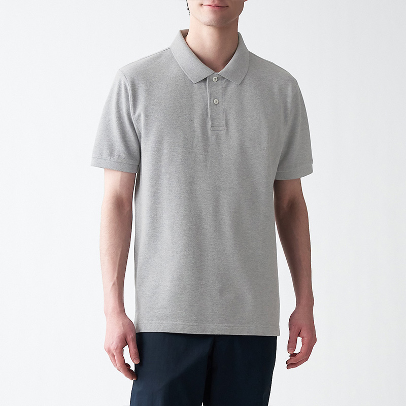 Print-free products MUJI Men's cotton beads Mesh Woven Polo Shirts