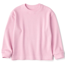 MUJI Big Kids Double-layered braided round neck long-sleeved T-shirt childrens bottoming shirt
