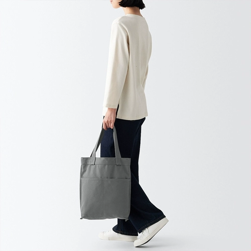MUJI Холщовая большая сумка MUJI, простая холщовая сумка средней вместимости, пригородная большая сумка из хлопкового полотна