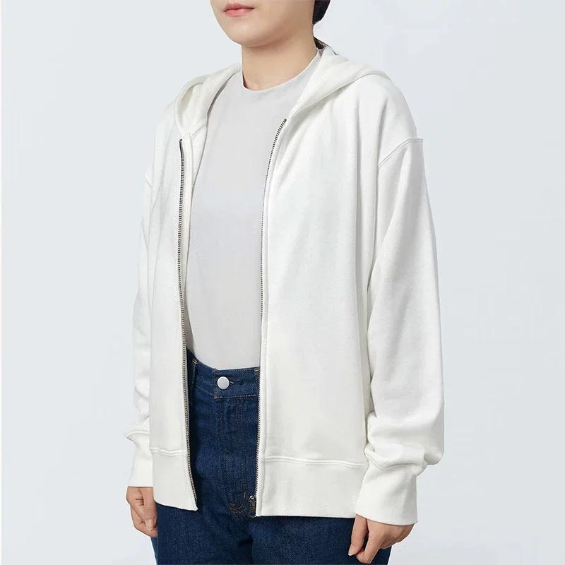 MUJI Женская флисовая толстовка на молнии, женская куртка с длинным рукавом, весна и осень, женская одежда