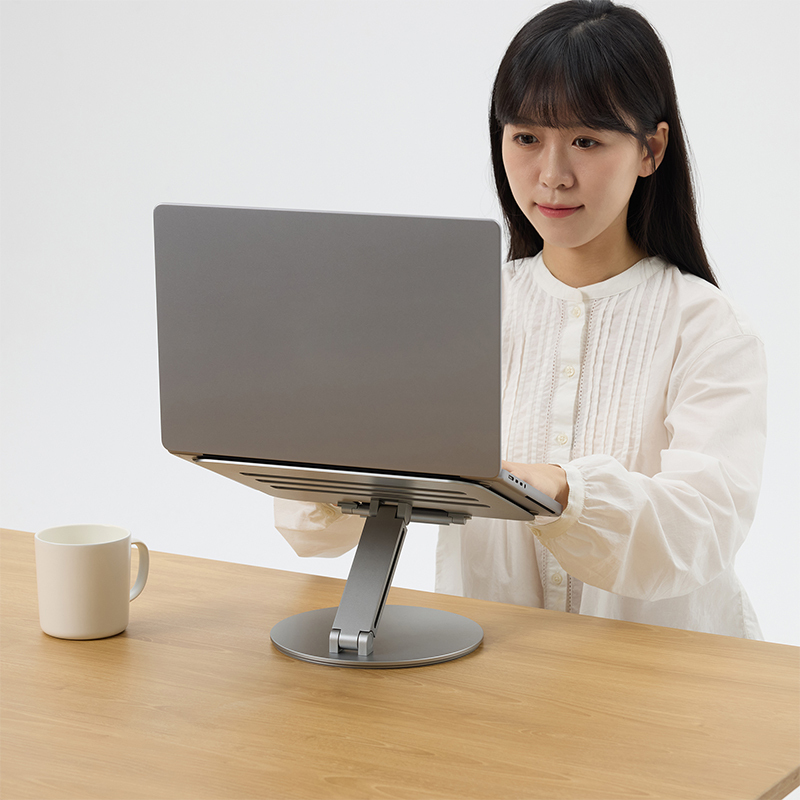 Muji Aluminum Alloy Desktop Rotating Computer Stand, Adjustable Height Stand for Office Use
