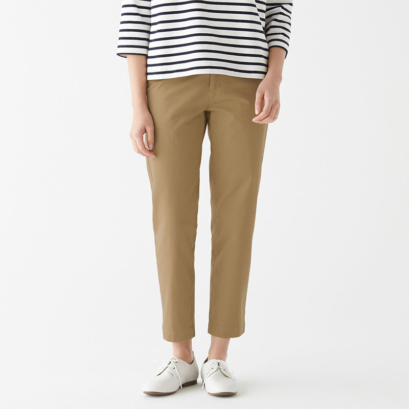 Unimprinted Liangpans MUJI Female Horizontal Vertical Elastic Mercerized Twill Light Boyhood Pants