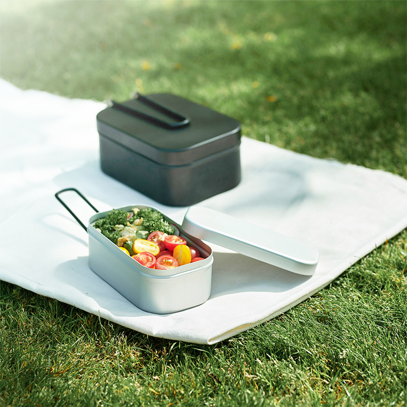 No-print good products MUJI aluminium rectangular lunch box cutlery outdoor goods for heating camping-Taobao