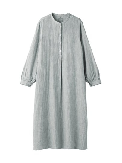 MUJI vestido de manga larga de gasa de doble capa de mezcla de kapok para mujer vestido largo de primavera con falda para mujer