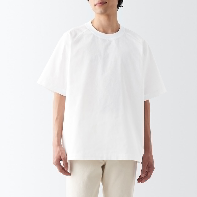 Muji Men's Cool Round Neck Short Sleeve T-Shirt, Comfortable and Cool, Men's Summer T-Shirt