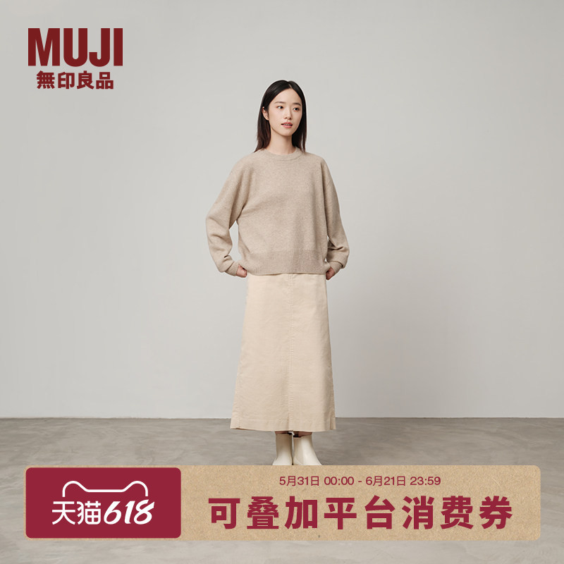Muji Women's Cashmere Blend Crew Neck Sweater Women's Winter Knitwear Base Layer Women's Clothing