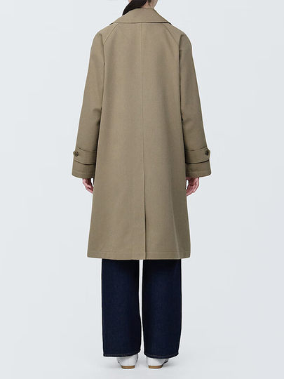 Muji Women's Waterproof Double-Breasted Coat, Trench Coat, Outerwear for Women
