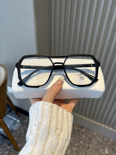 Trendy Double-Bridge Myopia Glasses for Men, Stylish and Cool, Ultra-Light, Large Frame, Blue Light Blocking, Prescription-Compatible