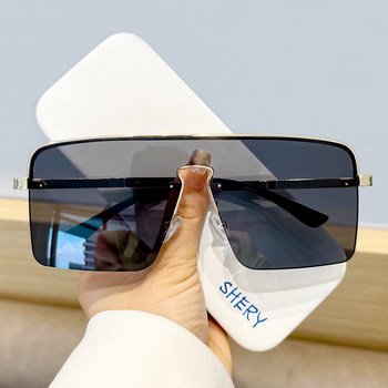 Sunglasses for Women 2023 New Trendy Large Frame Slimming One-Piece Anti-Uv Aviator Sunglasses Internet Celebrity Street Style for Men