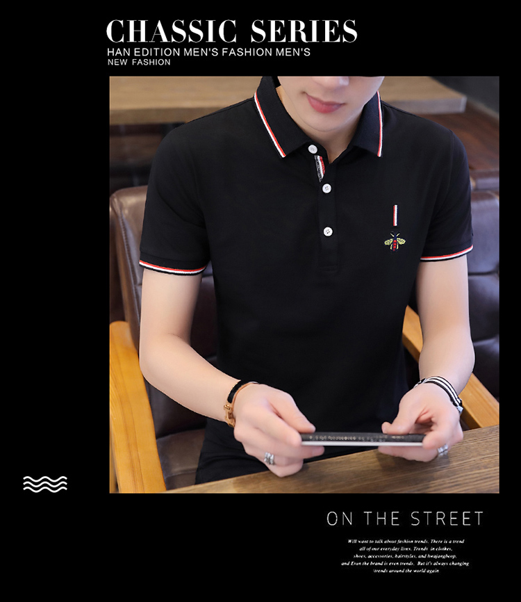Mùa hè 2019 mới nam ngắn tay áo thun ve áo polo áo sơ mi cổ áo tay áo nửa xu hướng quần áo cotton nam - Polo áo thun nam có cổ
