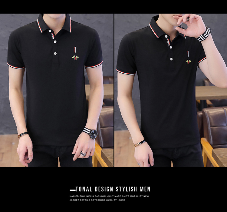 Mùa hè 2019 mới nam ngắn tay áo thun ve áo polo áo sơ mi cổ áo tay áo nửa xu hướng quần áo cotton nam - Polo áo thun nam có cổ
