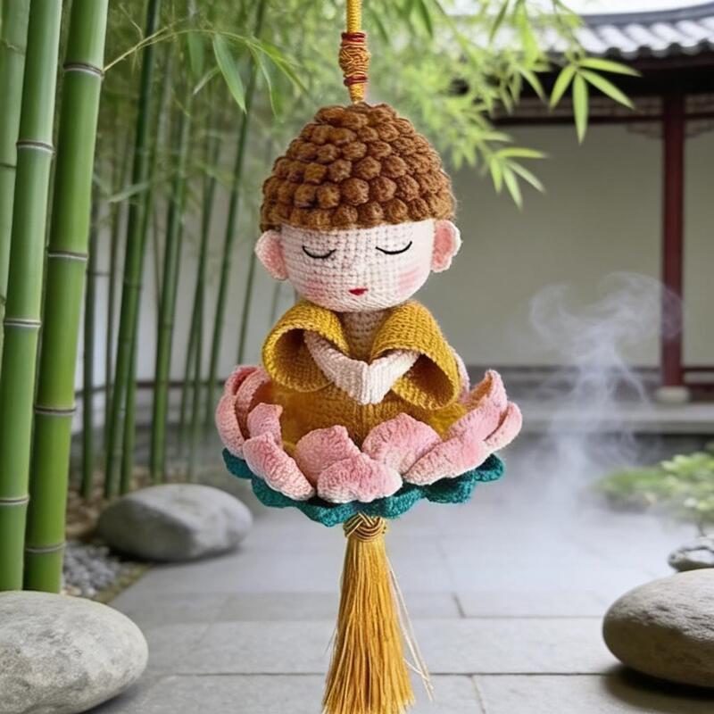 Finished Handmade Crocheted Yarn Lotus Buddha Car Pendant, Safe Car Rearview Mirror Decoration, Small Buddha Car Hanging Ornament Finished Handmade Crocheted Yarn Lotus Buddha Car Pendant, Safe Car Rearview Mirror Decoration, Small Buddha Car Hanging Ornament