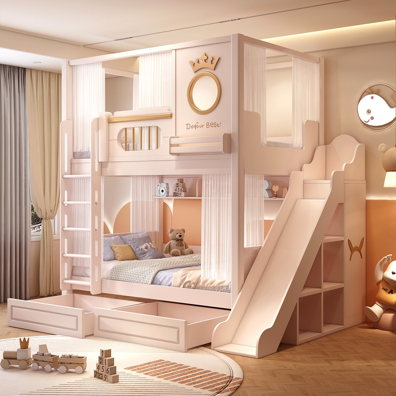 Children's Bunk Bed, Double-Decker Bed, Adult Two-Story Bed, Sibling-Friendly, Non-Disturbing Bunk Bed Combination with Ladder and Cabinet Children's Bunk Bed, Double-Decker Bed, Adult Two-Story Bed, Sibling-Friendly, Non-Disturbing Bunk Bed Combination with Ladder and Cabinet
