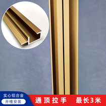 G-shaped minimalist long handle built-in long wardrobe door hidden cabinet handle green bronze brushed gold