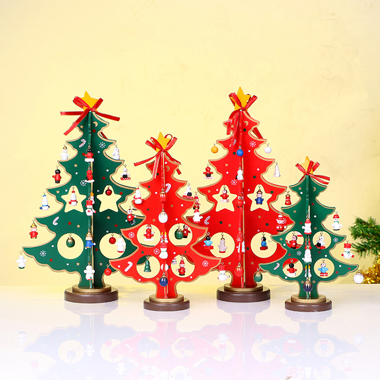 Christmas decorations desktop ornaments DIY assembled three-dimensional wooden Christmas tree Christmas children's small gifts