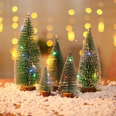 Mini pine needle flocked white Christmas tree decoration, office desk ornament, Christmas small gift