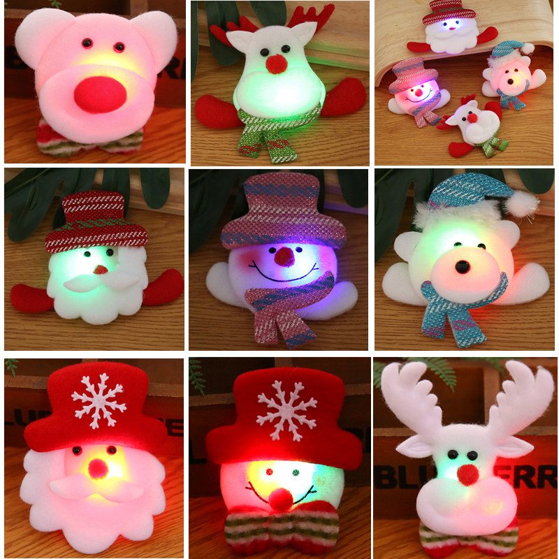 Christmas Luminous Brooch Cartoon Badges Badge Chest neckline Accessories Christmas Decorations Brooch Children Accessories Adornment Accessories for children